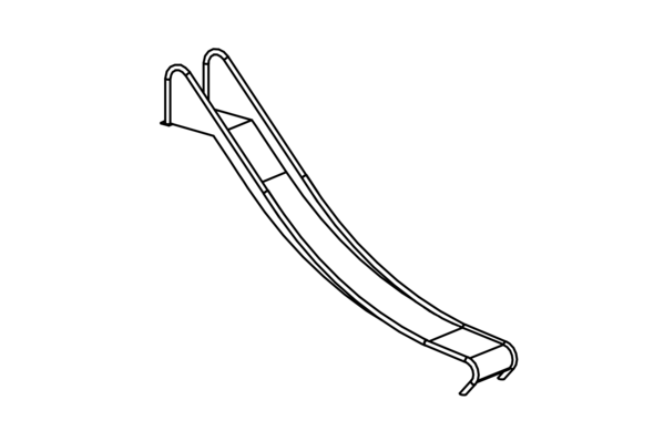 Edelstahlrutsche, Breite = 0,45m, Höhe = 1,50 m 