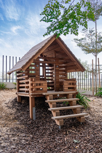 Small Timber House on Stilts made of larch