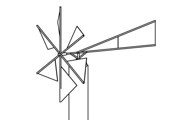 Light Windmill, stainless steel, coloured,