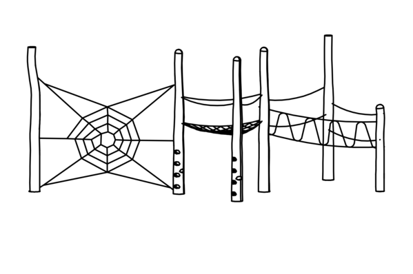 Kletterwald – Ausführungsbeispiel 2, Seilfarbe = rot 