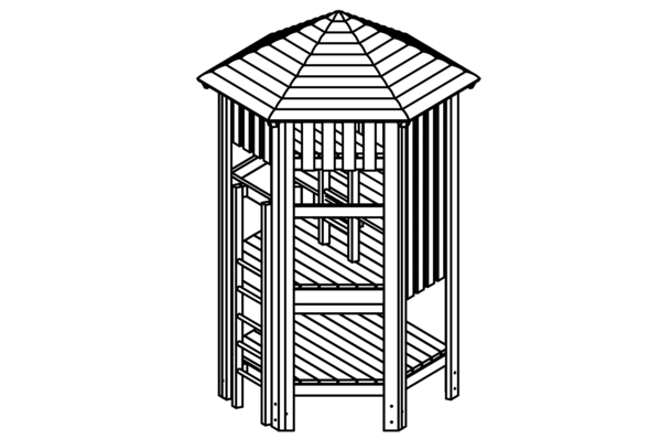 Große Sechseckhütte mit Dach 