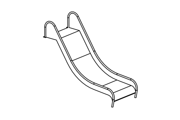 Edelstahlrutsche, Breite = 1 m, Höhe = 2 m