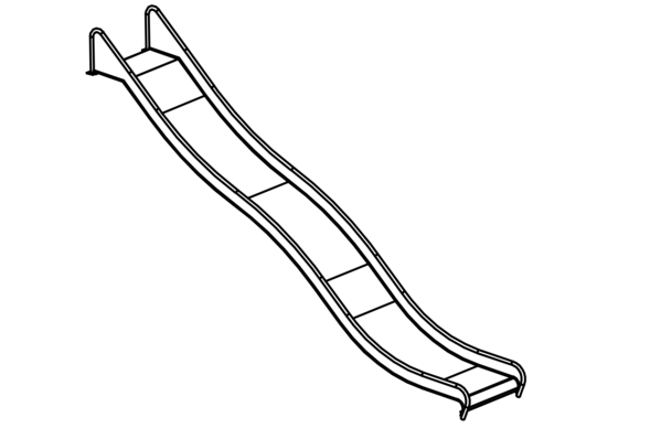 Edelstahlrutsche mit 1 Welle, Breite = 1 m, Höhe = 3 m