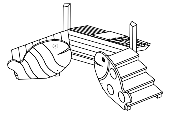 Kleine Fische mit Rampe, Treppe und Rutschfläche